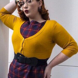 NWT Large Honey Yellow Retro Cropped 3/4 Sleeve YeMak Cardigan ModCloth